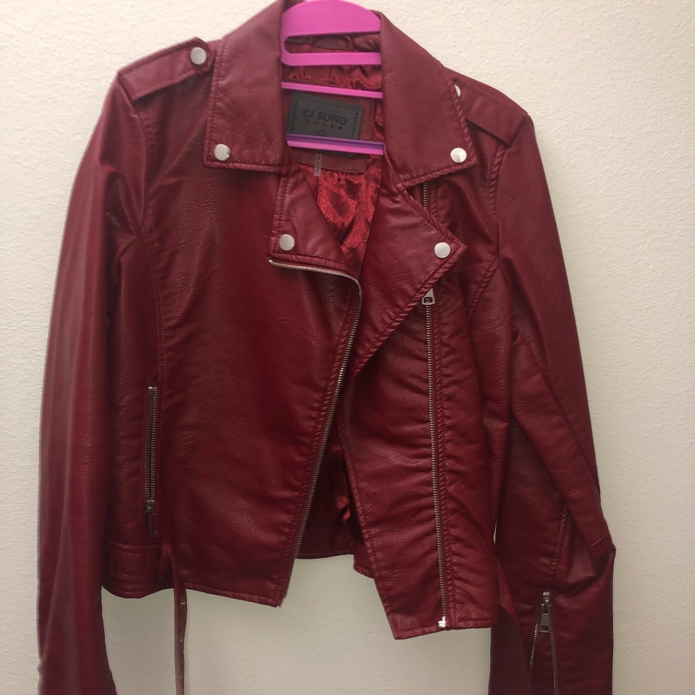 Red leather jacket